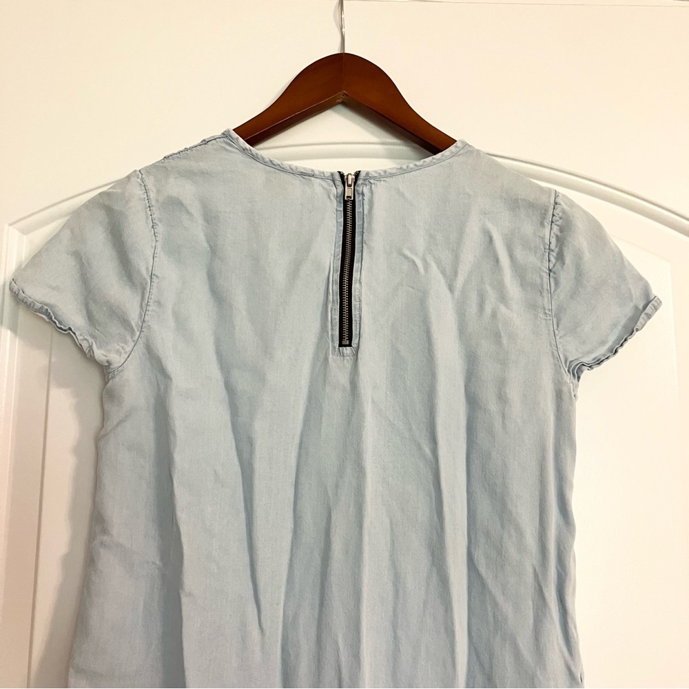 Forever 21 Chambray Shift Dress Light-Wash Denim Mini Shirt Dress‎ Women’s Sz S - Picture 6 of 9